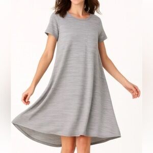 Lularoe Carly Casual Short Sleeve A-Line Swing Dress grey green color NWT medium